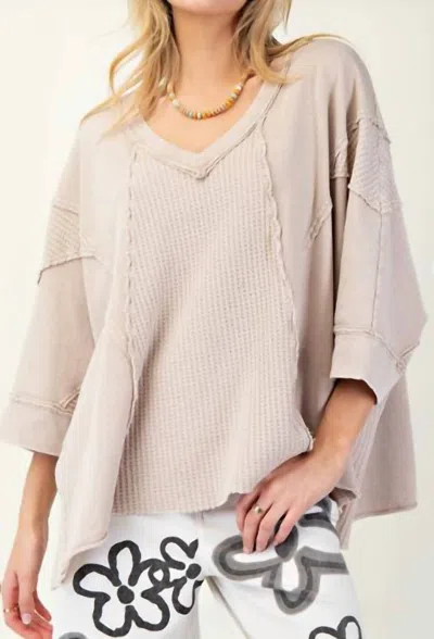 Easel Cozy Knit Top In Beige In Neutral