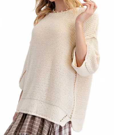 Easel Cozy Oversized Chunky Pullover Knit Sweater In Cream In White