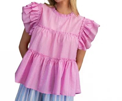 Easel Crepe Tier Top In Orchid In Pink