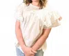 Easel Crochet Lace Ruffle Peasant Top In White In Neutral