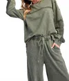 Easel Crochet Tape Detailed Terry Knit Set In Olive In Green