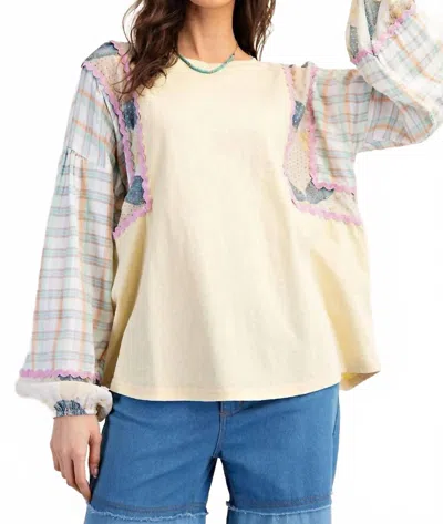 Easel Dijon Mix Print Top In Yellow Multi