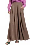 Easel Doby Wide Pants In Mocha In Brown