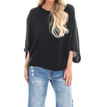 Easel Early Riser Dolman Sweater Top In Black