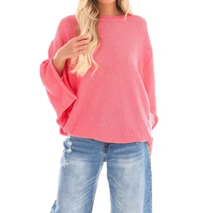 Easel Early Riser Dolman Sweater Top In Coral