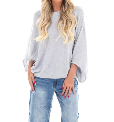Easel Early Riser Dolman Sweater Top In Dusty Blue
