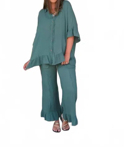 Easel Earthy Elegance Wide-leg Pants In Green