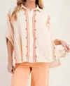 Easel Amelia Embroidered Button Down Shirt In Natural