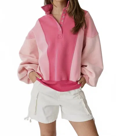 Easel Emma Color-block Sweatshirt In Pink
