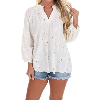 Easel Every Morning Eyelet Lace Top In White