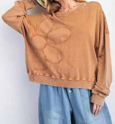 Easel Fall Daisy Top In Brown