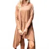 Easel Faux Suede Sharkbite Hem Dress In Mushroom In Brown