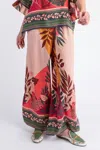 Easel Floral Border Printed Rayon Wide Leg Pants In Multi In Multi