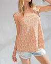 Easel Floral Lace Strap Top In Sunkist In Multi