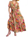 Easel Floral Maxi Dress In Sage In Multi