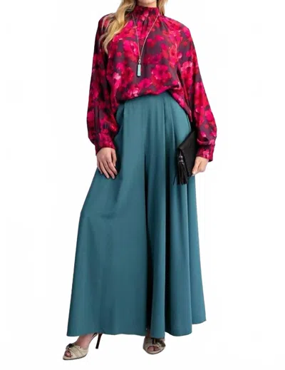 Easel Floral Print Mirabelle Blouse In Ruby Plum In Red