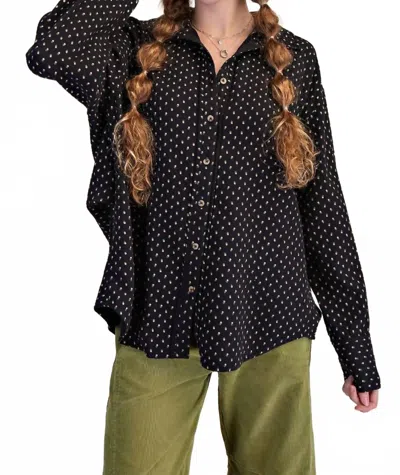 Easel Floral Printed Washed Gauze Shirt In Black