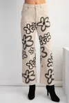 Easel Flower Print Washed Wide Pants In Dusty Sage In Neutral