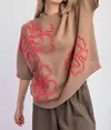 Easel Flower Sweater In Mocha In Brown