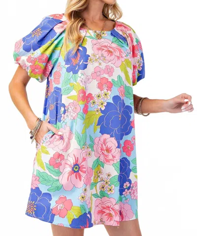 Easel Garden Party Mini Dress In Multi