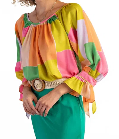 Easel Geo Print Blouse In Multicolor