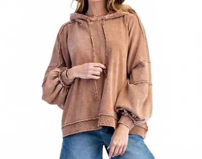 Easel Glen Flowy Detailed Hoodie In Brown