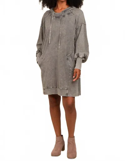 Easel Halle Hooded Mini Dress In Gray