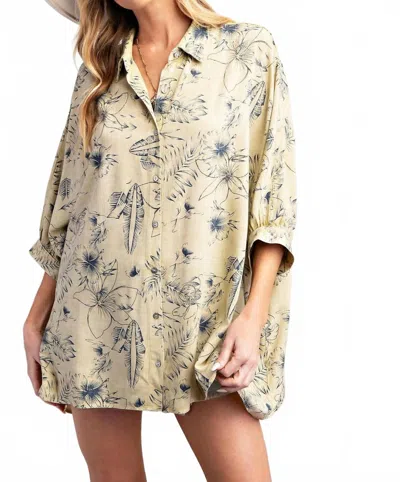 Easel Hawaiian Dolman Top In Khaki In Multi