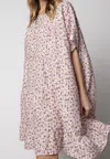 Easel Hazel Floral Dress In Blush/brwon In Multi