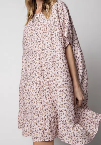 Easel Hazel Floral Dress In Blush/brwon In Multi