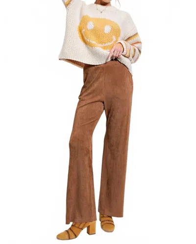Easel High Rise Flared Corduroy Pants In Carmel In Brown