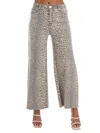 Easel I Like Me Better Leopard Wide Leg Jeans In Camel In Multi