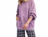 Easel Kangaroo Pocket Terry Pullover In Lavender In Purple