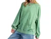 Easel Kangaroo Pocket Terry Pullover In Sage In Multi
