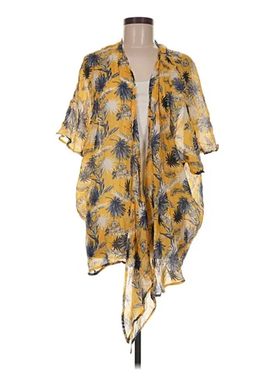 Pre-owned Easel Kimono In Yellow