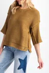 Easel Knitted Boxy Sweater In Camel
