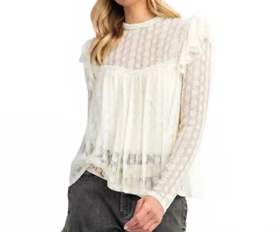 Easel Lace And Pearl Top In Ivory In White