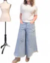 Easel Light Denim Wide Leg Crop Jeans In Blue