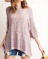 Easel Light Sweater Knit Top In Mauve