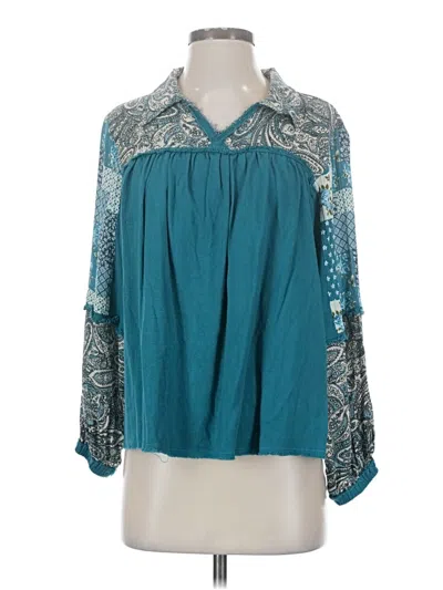 Pre-owned Easel Long Sleeve Blouse In Blue