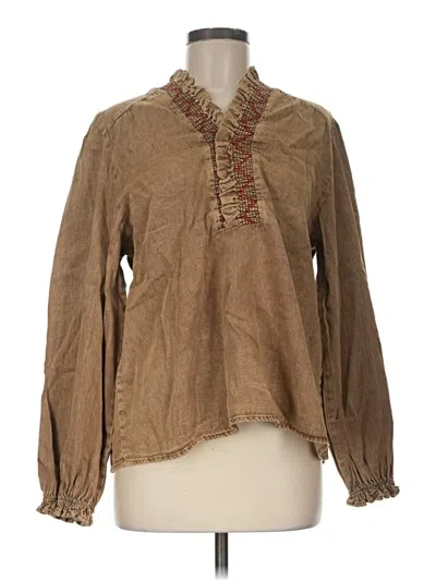 Pre-owned Easel Long Sleeve Blouse In Brown