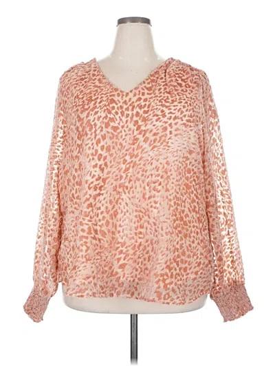 Easel Long Sleeve Blouse In Pink