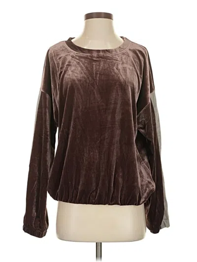 Pre-owned Easel Long Sleeve Top Brown Crew Neck Tops