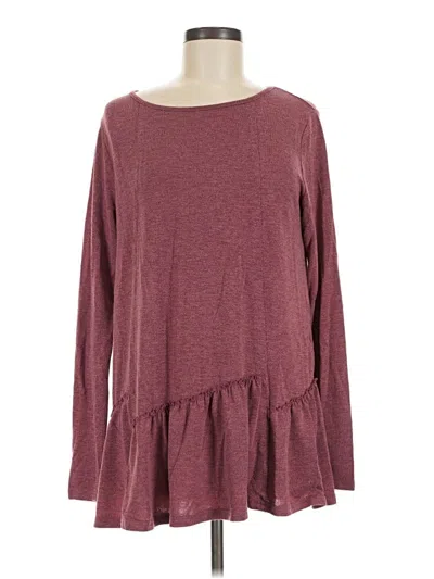 Pre-owned Easel Long Sleeve Top Burgundy Boatneck Tops