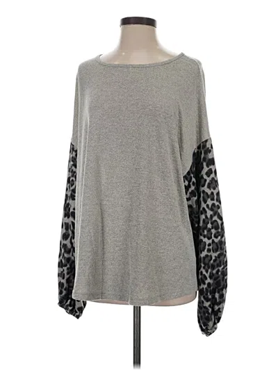 Pre-owned Easel Long Sleeve Top Gray Crew Neck Tops