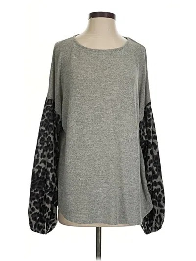 Pre-owned Easel Long Sleeve Top Gray Crew Neck Tops