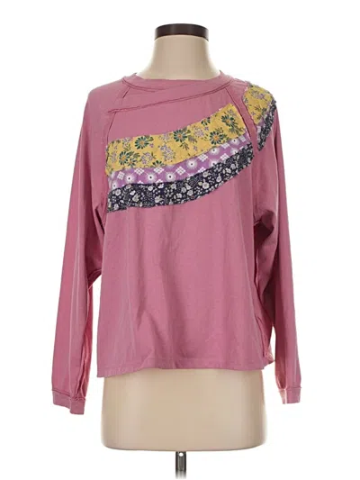 Pre-owned Easel Long Sleeve Top Pink Mock Neckline Tops