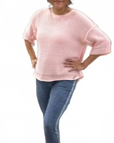 Easel Loose Knit Pullover In Blush Pink