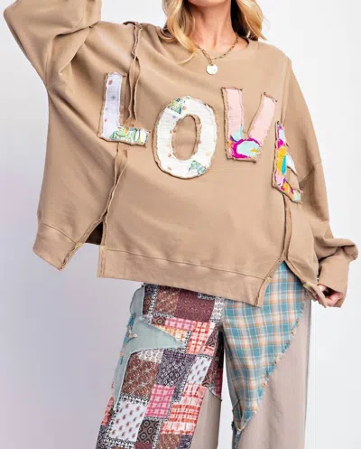 Easel Love Applique Sweatshirt In Brown