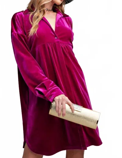 Easel Love Me Velvet Dress In Plum In Pink